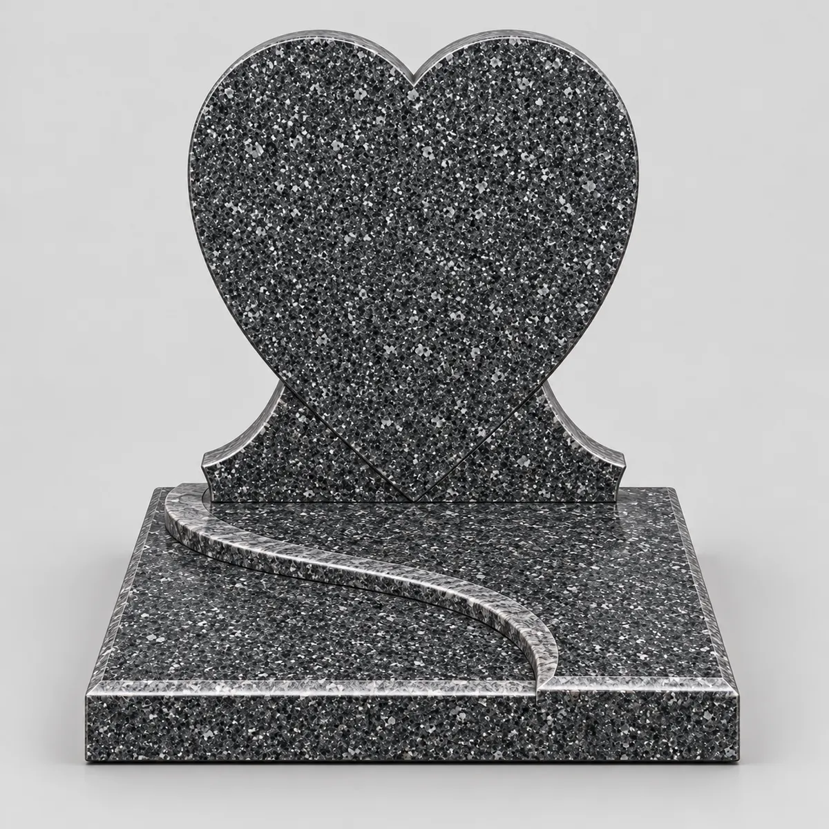 Stèle du modèle Coeur sur vague, monument cinéraire en Bengal, vue de face