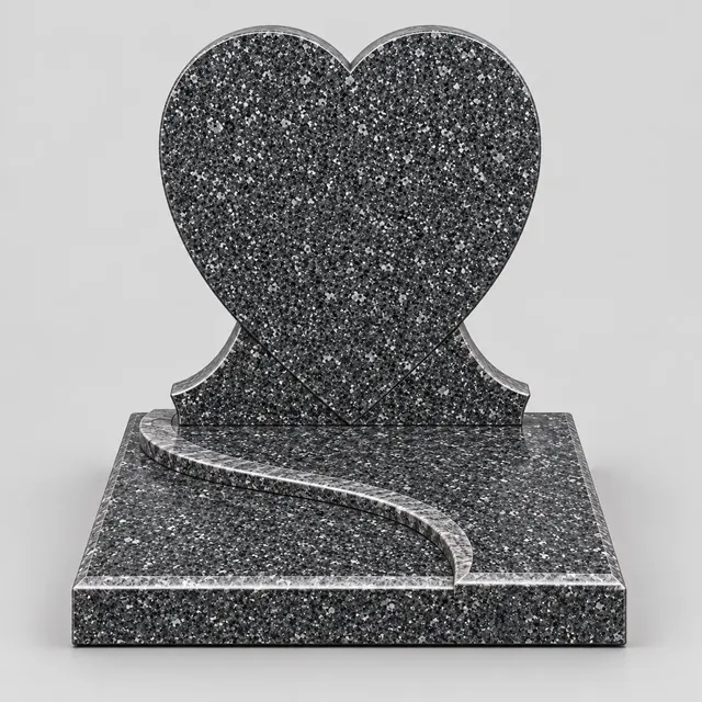 Coeur sur vague, monument cinéraire en Bengal, vue de face